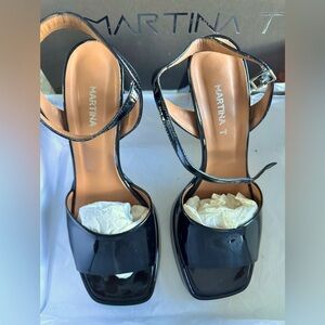 MARTINA T block heel patent sandals